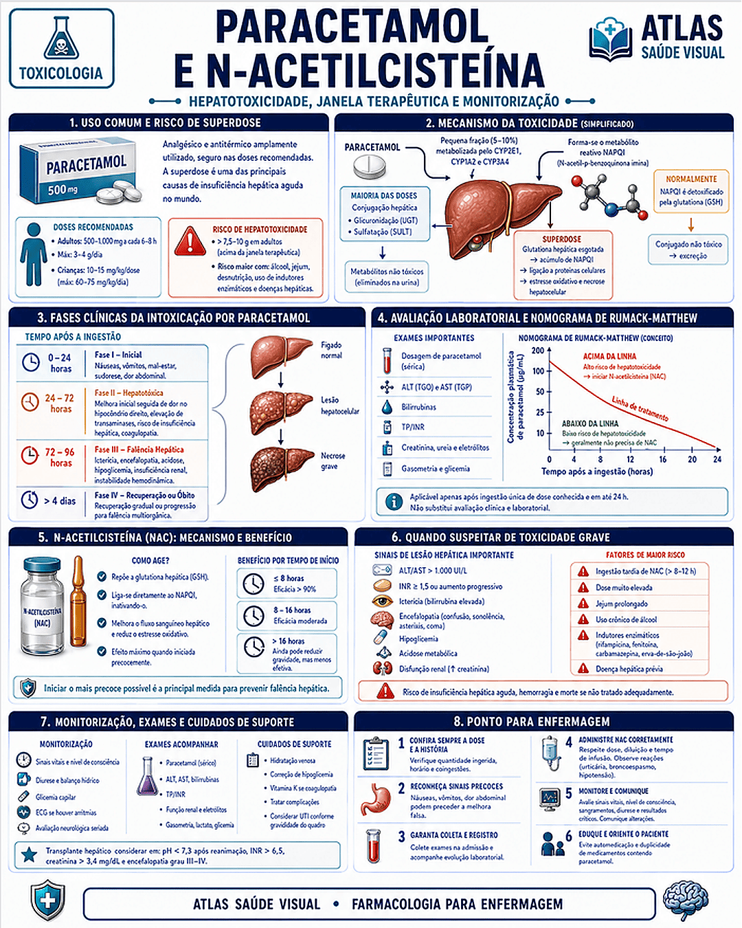 Guia visual de Paracetamol e N-Acetilcisteína